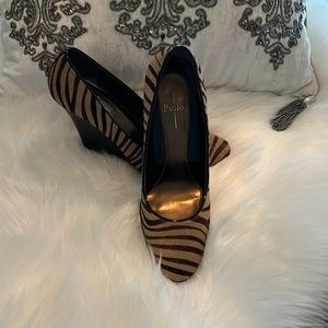 💕LINEA PAOLO💕Beige-Brown Pony Wedge 7 1/2